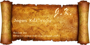 Jeges Károly névjegykártya